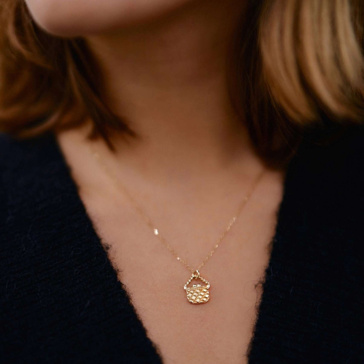 Box Necklace -Solid Gold