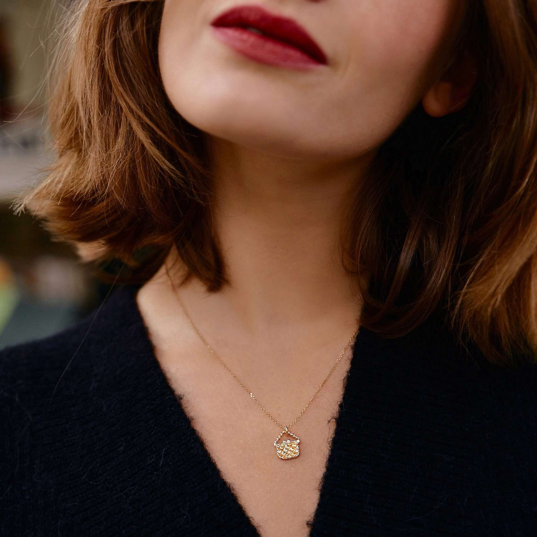 Box Necklace -Solid Gold