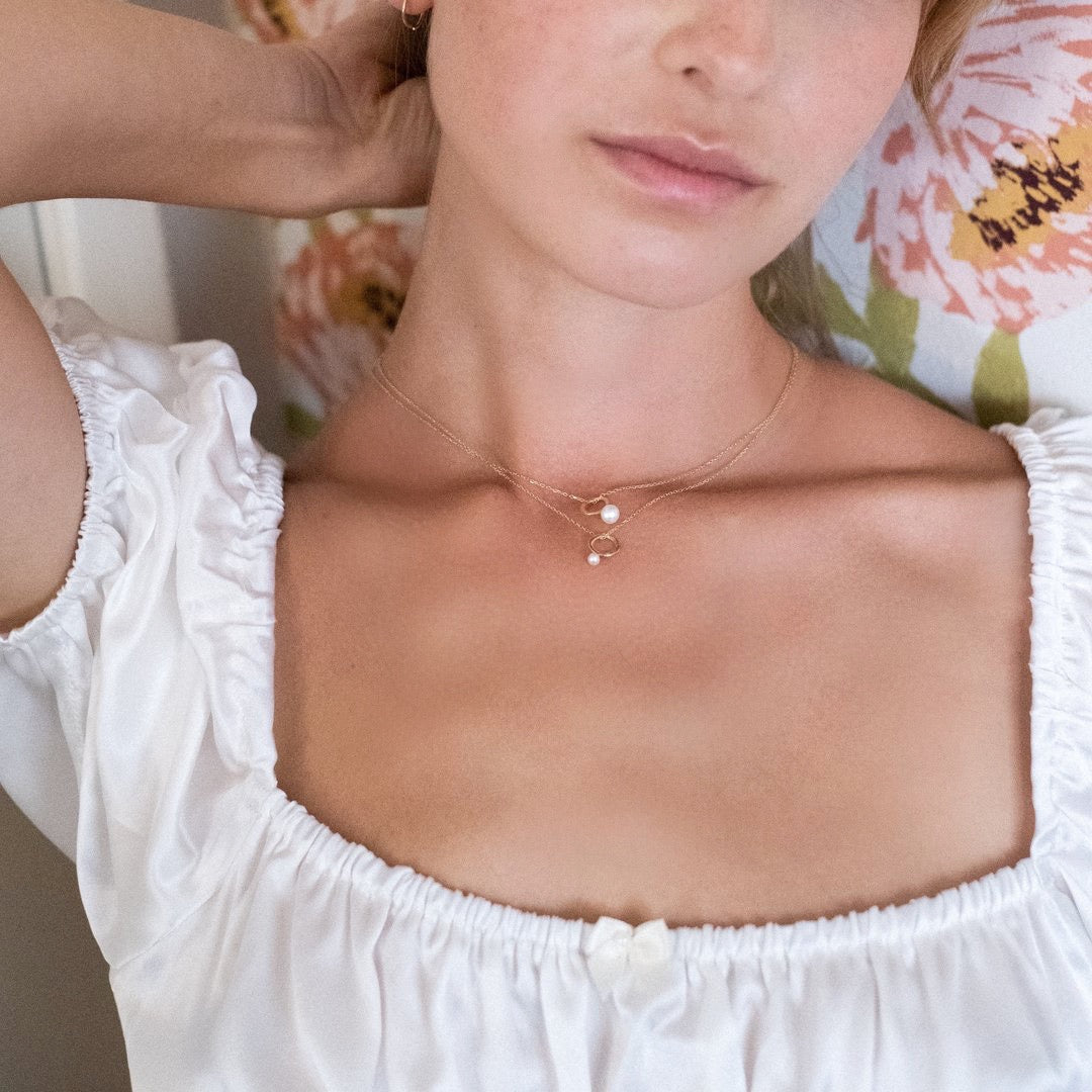 Kate Baby Pearl Necklace - Solid Gold