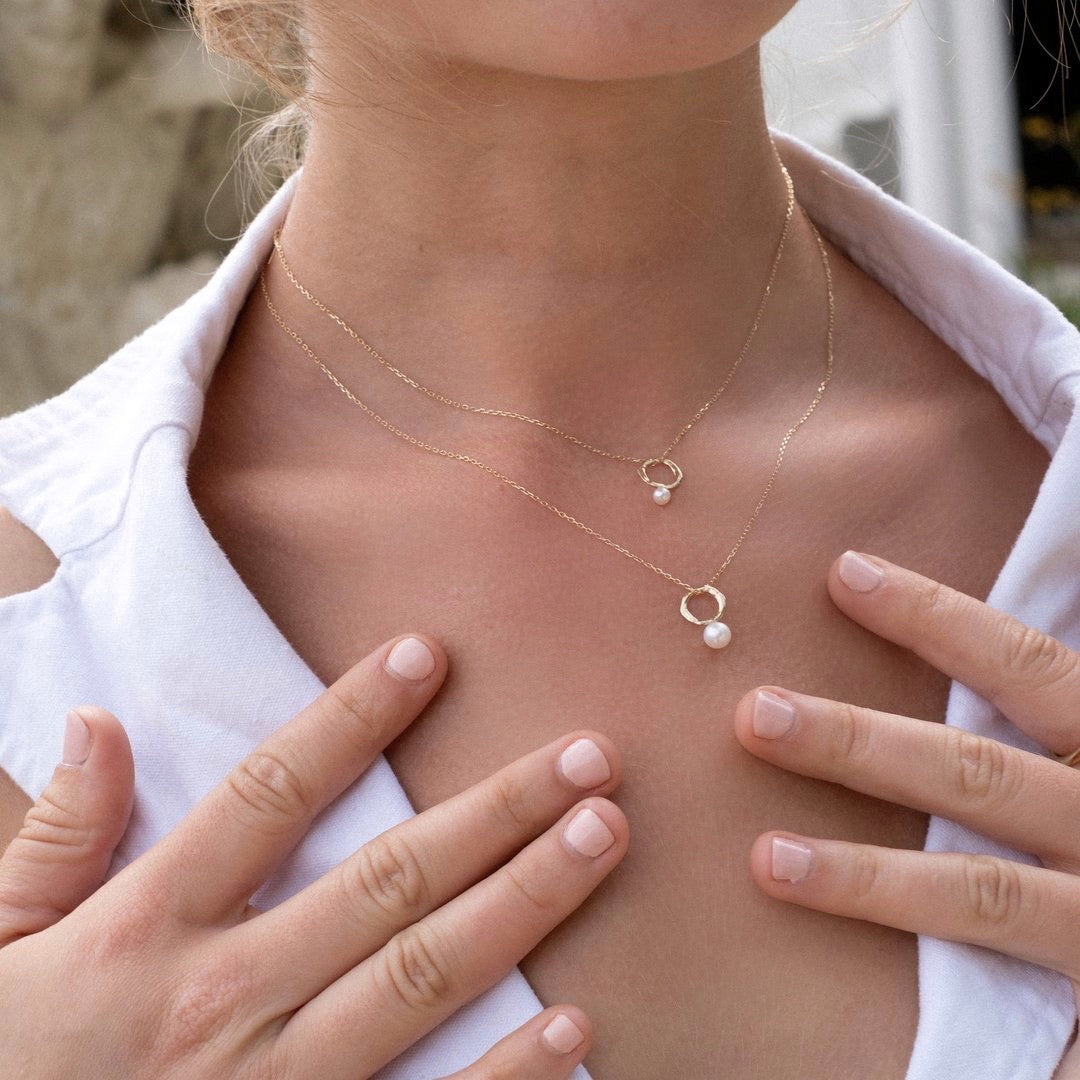 Kate Baby Pearl Necklace - Solid Gold