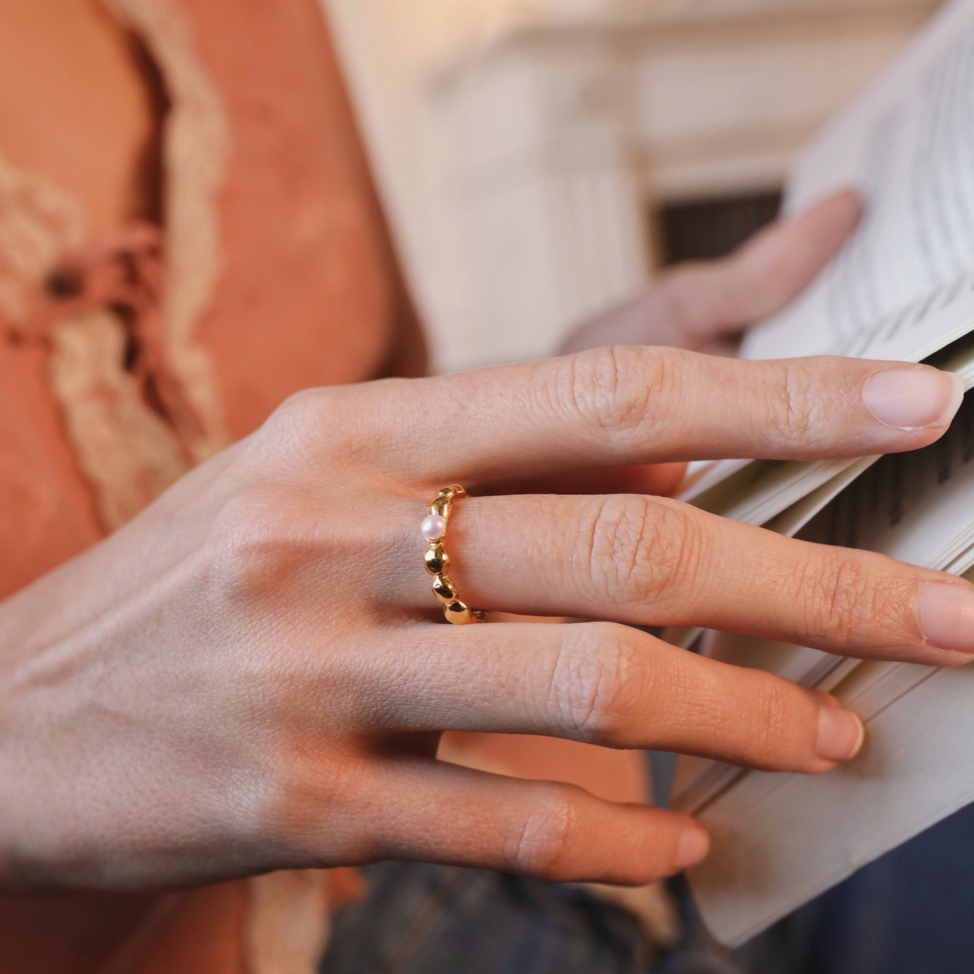 Valentine Pearl Ring - Solid Gold